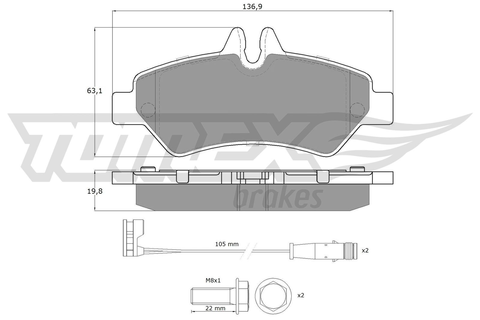 Obrázok Sada brzdových platničiek kotúčovej brzdy TOMEX Brakes  TX1427